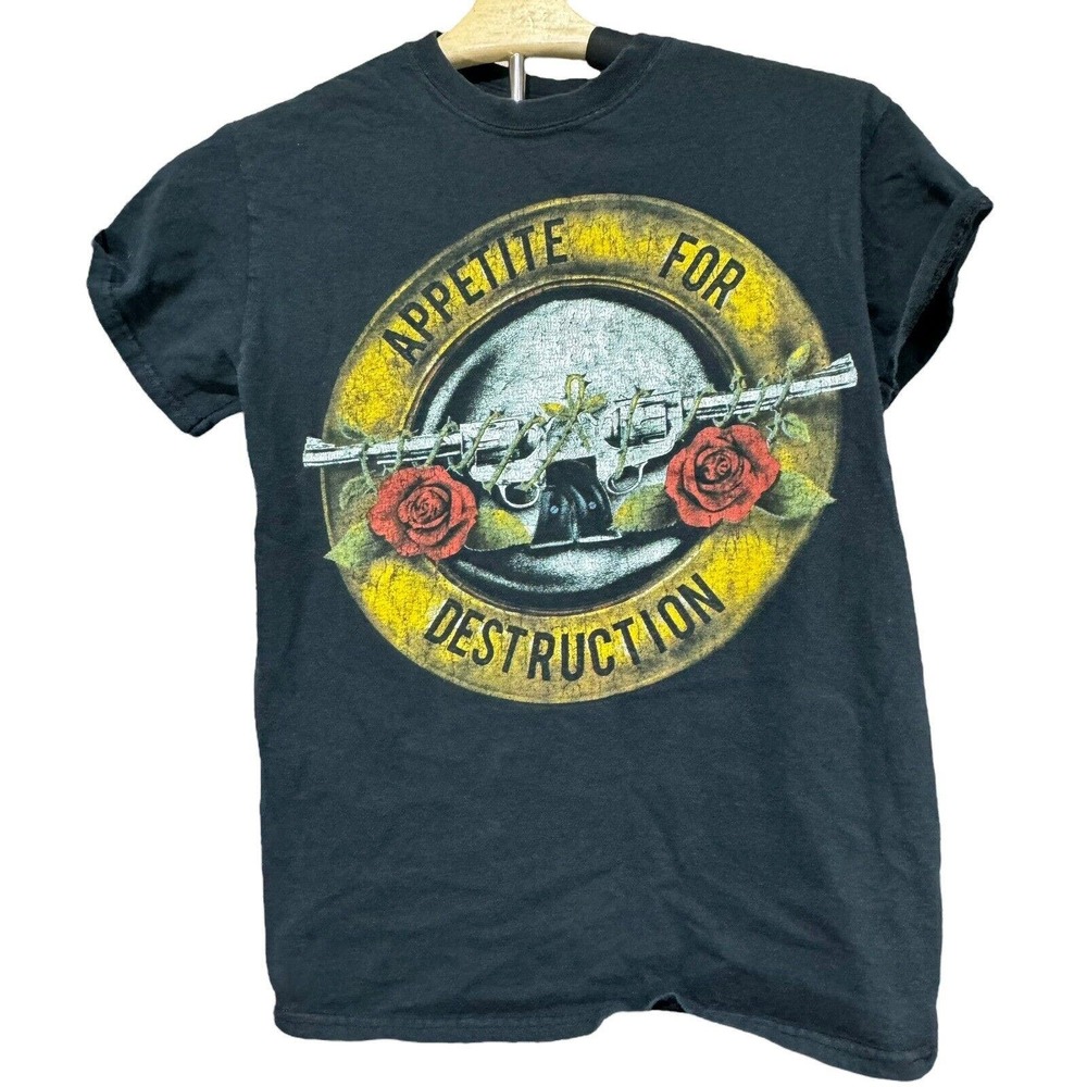 Guns N' Roses Appetite for Destruction Distressed Black T-Shirt Size Small